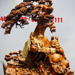 Di Lạc Ngũ Tiểu Cây Tùng Ôm Đá Tự Nhiên Gỗ Hương