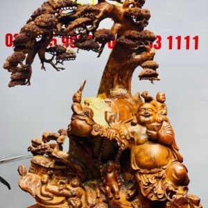 Di Lạc Ngũ Tiểu Cây Tùng Ôm Đá Tự Nhiên Gỗ Hương