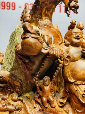Di Lạc Ngũ Tiểu Cây Tùng Ôm Đá Tự Nhiên Gỗ Hương