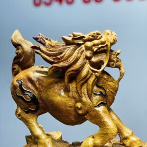 Hoả Kỳ Lân Mẫu Tử Đứng Boa Tiền Gỗ Nu Ngọc Am