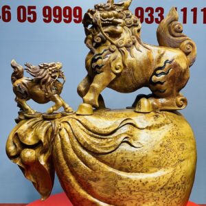 Hoả Kỳ Lân Mẫu Tử Đứng Boa Tiền Gỗ Nu Ngọc Am