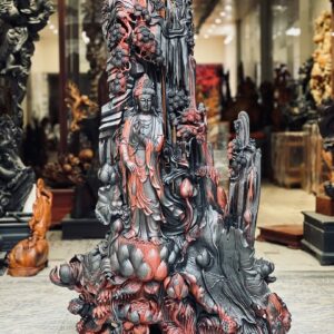 Phật Quan Âm Đứng Đài Sen Gỗ Trắc