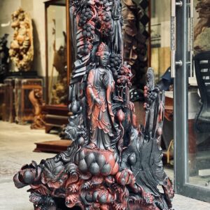 Phật Quan Âm Đứng Đài Sen Gỗ Trắc