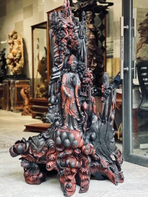 Phật Quan Âm Đứng Đài Sen Gỗ Trắc