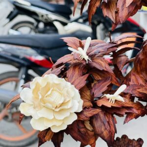 Tượng Phúc Lộc Thọ Hoa Phù Dung Gỗ Sưa