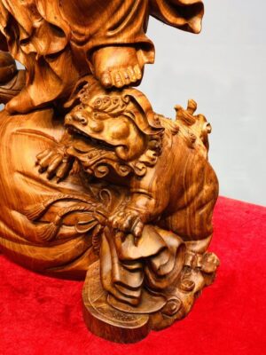 Di Lạc Cầm Gậy Như Ý Tam Tiểu Đứng Nghê Bao Tiền Gỗ Hương Đá