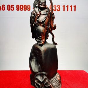 Di Lạc Cầm Gậy Như Ý Đứng Bao Tiền Gỗ Trắc