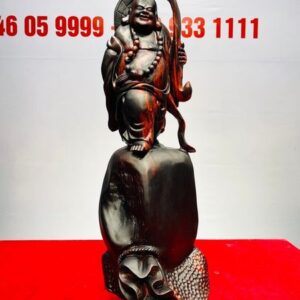 Di Lạc Cầm Gậy Như Ý Đứng Bao Tiền Gỗ Trắc