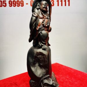 Di Lạc Cầm Gậy Như Ý Đứng Bao Tiền Gỗ Trắc
