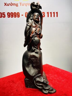 Di Lạc Cầm Gậy Như Ý Đứng Bao Tiền Gỗ Trắc