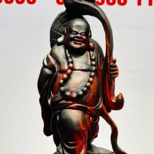 Di Lạc Cầm Gậy Như Ý Đứng Bao Tiền Gỗ Trắc