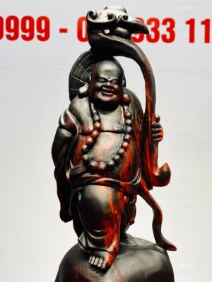 Di Lạc Cầm Gậy Như Ý Đứng Bao Tiền Gỗ Trắc