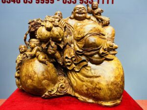 Di Lạc Ngũ Tiểu Cành Đào Ngồi Bao Tiền Gỗ Nu Ngọc Am