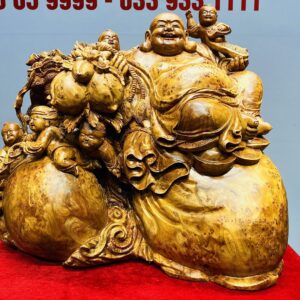 Di Lạc Ngũ Tiểu Cành Đào Ngồi Bao Tiền Gỗ Nu Ngọc Am