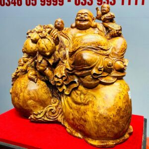 Di Lạc Ngũ Tiểu Cành Đào Ngồi Bao Tiền Gỗ Nu Ngọc Am