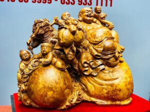 Di Lạc Ngũ Tiểu Cành Đào Ngồi Bao Tiền Gỗ Nu Ngọc Am
