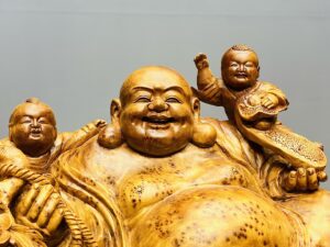 Di Lạc Ngũ Tiểu Cành Đào Ngồi Bao Tiền Gỗ Nu Ngọc Am