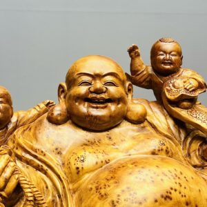 Di Lạc Ngũ Tiểu Cành Đào Ngồi Bao Tiền Gỗ Nu Ngọc Am