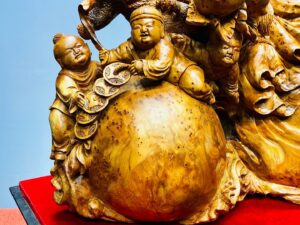 Di Lạc Ngũ Tiểu Cành Đào Ngồi Bao Tiền Gỗ Nu Ngọc Am