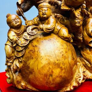 Di Lạc Ngũ Tiểu Cành Đào Ngồi Bao Tiền Gỗ Nu Ngọc Am