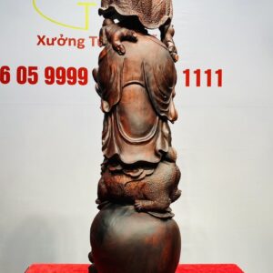 Di Lạc Ngũ Tiểu Đứng Nghê Bao Tiền Gỗ Trắc