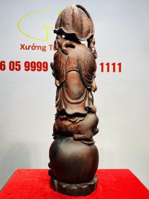 Di Lạc Ngũ Tiểu Đứng Nghê Bao Tiền Gỗ Trắc