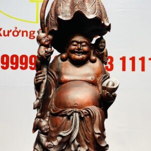 Di Lạc Ngũ Tiểu Đứng Nghê Bao Tiền Gỗ Trắc