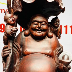 Di Lạc Ngũ Tiểu Đứng Nghê Bao Tiền Gỗ Trắc