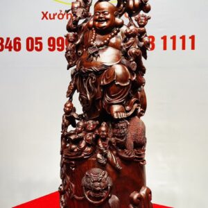 Di Lạc Vác Cành Đào Cửu Tiểu Đứng Trống Gỗ Tử Đàn