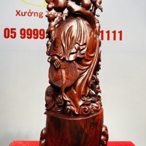 Di Lạc Vác Cành Đào Cửu Tiểu Đứng Trống Gỗ Tử Đàn
