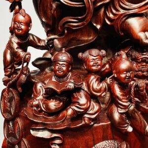 Di Lạc Vác Cành Đào Cửu Tiểu Đứng Trống Gỗ Tử Đàn