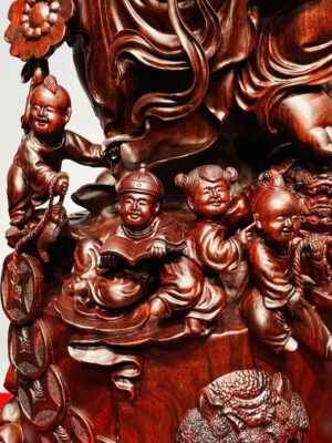 Di Lạc Vác Cành Đào Cửu Tiểu Đứng Trống Gỗ Tử Đàn