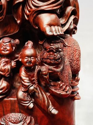 Di Lạc Vác Cành Đào Cửu Tiểu Đứng Trống Gỗ Tử Đàn