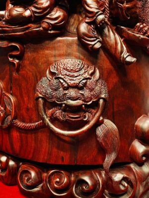 Di Lạc Vác Cành Đào Cửu Tiểu Đứng Trống Gỗ Tử Đàn