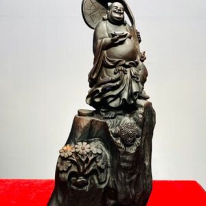 Di Lạc Cầm Gậy Như Ý Gỗ Trắc
