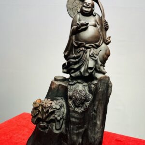 Di Lạc Cầm Gậy Như Ý Gỗ Trắc