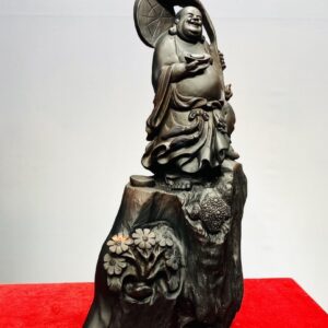 Di Lạc Cầm Gậy Như Ý Gỗ Trắc