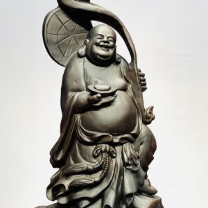Di Lạc Cầm Gậy Như Ý Gỗ Trắc