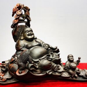 Di Lạc Nhất Tiểu Thiềm Thừ Ngồi Bao Tiền Gậy Như Ý Gỗ Trắc
