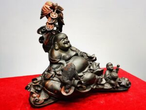 Di Lạc Nhất Tiểu Thiềm Thừ Ngồi Bao Tiền Gậy Như Ý Gỗ Trắc