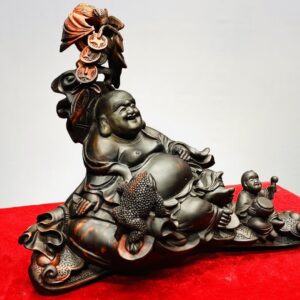 Di Lạc Nhất Tiểu Thiềm Thừ Ngồi Bao Tiền Gậy Như Ý Gỗ Trắc