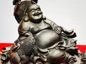 Di Lạc Nhất Tiểu Thiềm Thừ Ngồi Bao Tiền Gậy Như Ý Gỗ Trắc