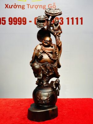 Di Lạc Nhị Tiểu Vác Nấm Linh Chi Đứng Trống Gỗ Trắc