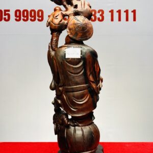 Di Lạc Nhị Tiểu Vác Nấm Linh Chi Đứng Trống Gỗ Trắc