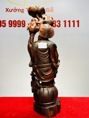 Di Lạc Nhị Tiểu Vác Nấm Linh Chi Đứng Trống Gỗ Trắc