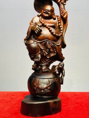Di Lạc Nhị Tiểu Vác Nấm Linh Chi Đứng Trống Gỗ Trắc