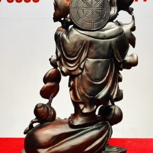 Di Lạc Vác Cành Đào Đứng Bao Tiền Gỗ Trắc