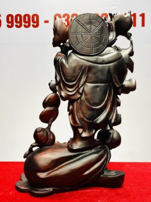 Di Lạc Vác Cành Đào Đứng Bao Tiền Gỗ Trắc