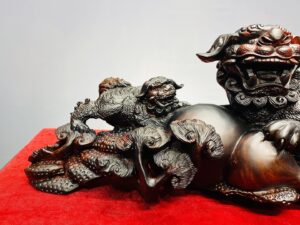 Nghê Mẫu Tử Bình Hồ Lô Gỗ Trắc