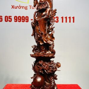 Đạt Ma Khất Thực Đứng Rồng Nhất Ngọc Gỗ Tử Đàn
